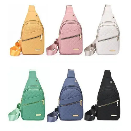 2026 Solid Color Quilted Fanny Pack - Casual Zipper Chest Belt Bum Bag, Adjustable Sling Bag for Daily Use, Lightweight & Waterproof