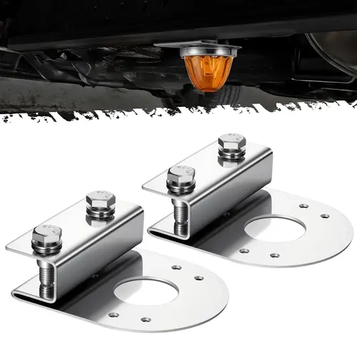 Partsam 2Pcs Long-Term Durable Stainless Steel Watermelon Lighting Brackets - Clamp-On, No Drilling Setup, Marker/Turns Under Glow Frame Truck Accessories for Semi-Trucks, Pickups