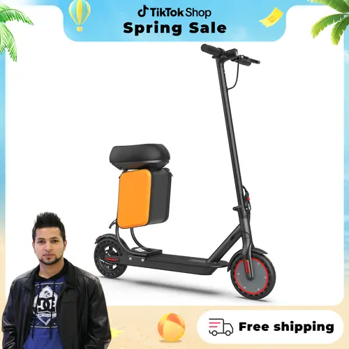 SummerVibes AOPO Unisex Foldable Folding Commuter Electric Scooter for Adults - 8.5" Solid Tires, 350W Motor, 19 MPH Speed, 16 Mi Range, 264 lbs Load Capacity, Aluminum Frame with Seat, Rear Braking, IP65 Waterproof, Compact Fold for Commuting