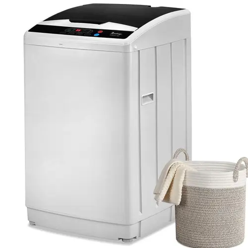 ZOKOP Portable Top Loading Automatic Multifunction Washing Machine (2.3cu.ft/24.8kg Capacity) - 110V/60Hz, 400W, Household Appliances, 10 Programs, 5 Water Levels, Quick Connect Sink Adapter, Drain Hose, Transparent Lid, LED Display, White