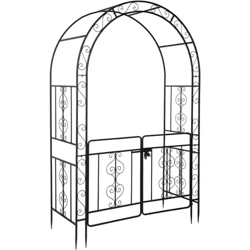 Ubesgoo 1 x Iron Art Metal Arch Garden Building with Double Gate, 10mm & 0.7mm Thickness Straight Pipe Trellis, Rustproof Finish, Vine Support, 23 Inches Wide Outdoor Decoration for Lawn Backyard (with Bubble Wrap)