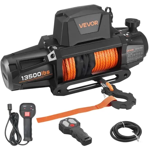 VEVOR Electric Winch 13500 lbs Load Capacity 12V DC Truck Winch with Φ3/8 in x 92 ft Synthetic Rope Wireless & Wired Remote Control IP67 Waterproof for Towing Off-Road SUV Jeep Trailer Boat,dorm essentials,home decor