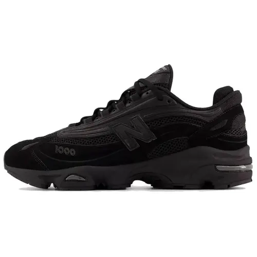 New Balance 1000 'Triple Black' Men's Solid All Black Sneakers - Narrow Fit, Lightweight Cushioned, Breathable Mesh Panels, Casual Athletic Fashion Trainers, True Size Men's Sports Footwear