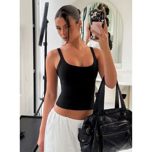 Kasper Cinched Tank Top Black