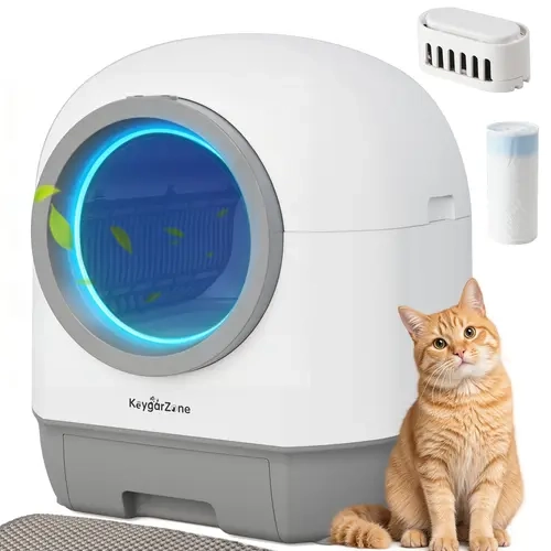 Royalcraft Smart Self-Cleaning Automatic Cat Litter Box with Odor Control, Infrared Sensors, Sleep Mode, and Remote APP Control for Hands-Free Convenience, White