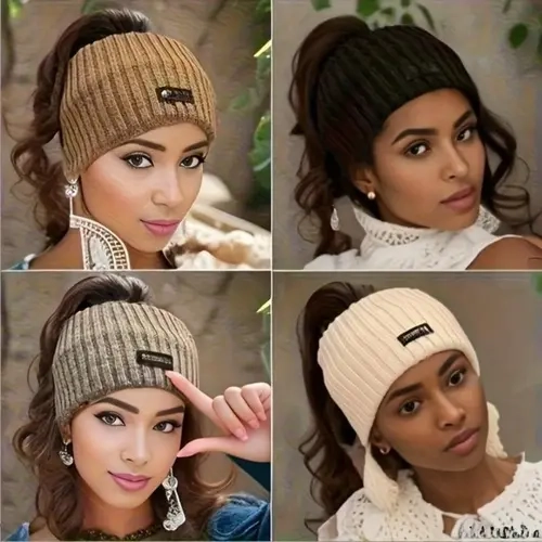 Women's 4-Piece Fashion Sports Headbands - Solid-Color Elastic Ear Warmers, Soft Stretchy Elegant Minimalist Female Accessories for Daily Formal/Casual Wear, Warm Stylish Gifts (TikTok Shop New Year's Pick)