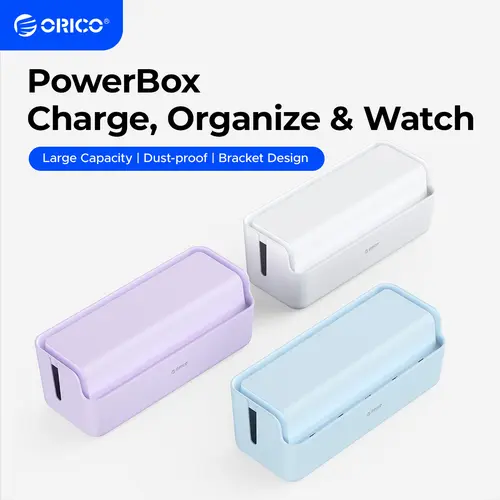 ORICO Cable Management Box, Large Capacity Power Strip Organizer Cord Hider Box, Premium ABS Desk Wire Organizer with Lid & Heat Vents, Child Safety Dustproof Cable Storage Box for Home Office Desk TV-PB