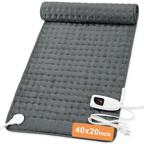 Dark Gray Heated Blanket - 4 Size Options (40in×20in, 33in×17in, 24in×12in), 6 Temperature Levels, 4 Time Settings, Portable, Washable Flannel, for Back/Neck/Shoulders Relief, Ideal Holiday Gift for Adults (Health & Medical First Aid Supply)