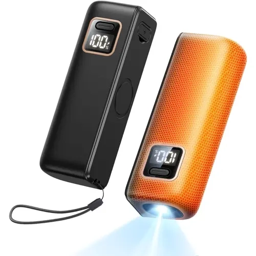 Rechargeable Hand Warmers 2-Pack, 3-Sided Fast Heating 6000mAh 2-in-1 Magnetic Fusion AI Smart Chip Electric Handwarmer with LED Light, Smart Display, 5 Heat Settings for Hunting, Travel, Kids Gifts