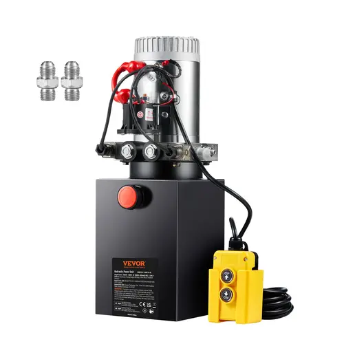 【DealsForYouDays】VEVOR Hydraulic Pump,6 Quart Hydraulic Power UnitDouble Acting Dump Trailer Pump0.91 GPM Flow Rate3200 PSI Max Relief PressureDC 12V Hydraulic Pump for Dump Trailer Car Lifting