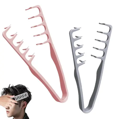 Adults' 2-Pack Hair Care Comb & Styling Tool Set - ABS Durable Plastic Texturizing Grooming Combs for Textured, Damaged Hair, Instant Root Lift & Volume, Unscented, Gray & Pink Couple Bundle