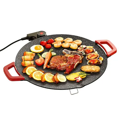 TANLOOK KITCHEN 1500W Portable Electric Korean BBQ Grill Indoor Smokeless Non-stick Grill Pan Adjustable Temperature Control Universal Fry Griddle for Home Cooking