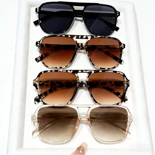 4-Pack Unisex Y2K  Aviator Sunglasses - Vintage Square Lightweight Daily/Outdoor Shades outdoorfun,summerwins,father'sdaygifts,campingessentials,campinggear