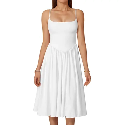 HYZ Women's Spaghetti Strap Maxi Dresses Sleeveless Summer Dress Long Casual  Beach Sundresses