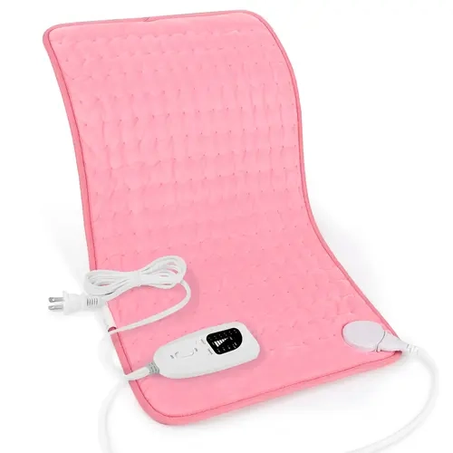 Unisex Flannel Heating Pad - 24in×12in, 6-Speed Temp Adjustment, 4 Timing Options, Fast Heating, Auto Shutdown, Portable, Machine Washable, Braid 75-Inch Sofa-Bed Reach Power Cord, Health Medical First Aid Supply, Cramps & Back Comfort Holiday Gift