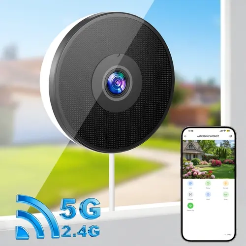 4MP Wireless Security Camera - Blacklight Lens, AI Human Detection, Dual-Band 2.4G/5G Wi-Fi, Window Mount, High-Resolution Imaging, Dual-Band WiFi Keeps Feeds Steady, AI-Powered Home Security Camera System Component