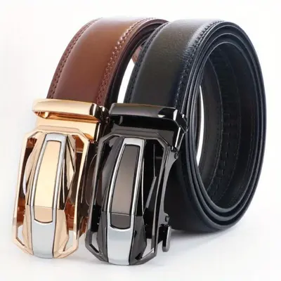 2026 New Arrival Men’s Genuine Leather Ratchet Belt - Elegant Alloy Buckle, Adjustable, Casual Waist Belt for Casual Business Use, TikTokShop Black Friday Christmas Promotion, Adjustable Belts