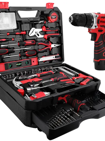【DealsForYouDays】KingTool 276-Piece Tool Set Kit - Tool kit with 12V Cordless Power Drill Driver Toolbox Storage Case with Drawer, Drill Set Perfect for Homeowner, Diyer, Handyman