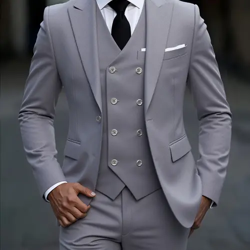 Men Suit 3 Pieces Fashion Slim Fit Blazer Long Sleeve Vest Trousers Set Formal Wear Classic Formal Business Wedding Tuxedos For Men Casual Blazers Clothing Groom and best man wedding suit, Male banquet party social suit, office formal suit