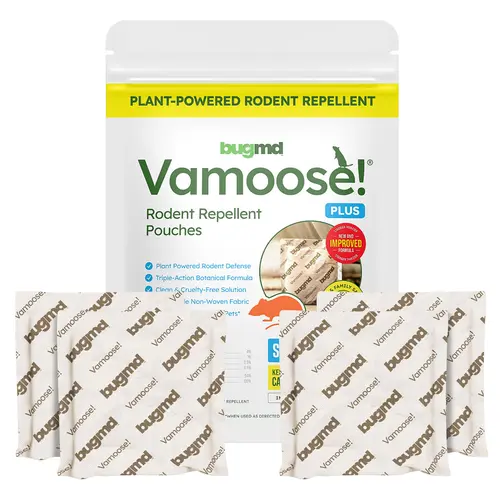 BugMD Vamoose! Plus Peppermint Oil Mouse Repellent Pouches | Natural Mice Repellent Indoor & Rat Deterrent for House, Garage, RV, Car & Storage | Plant-Powered Rodent Control - 2 Pack - 8 Pouches