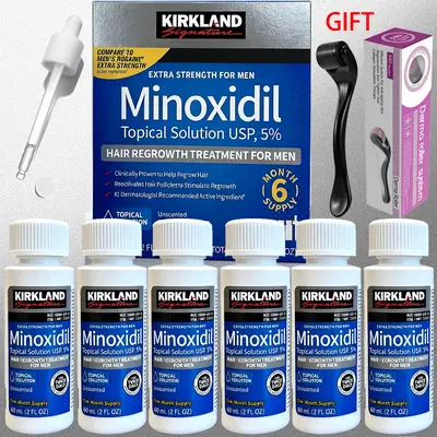 Kirkland Hair & Beard Growth Set - Minoxidil Haircare Kit with Dropper, Derma Roller & Loss Prevention