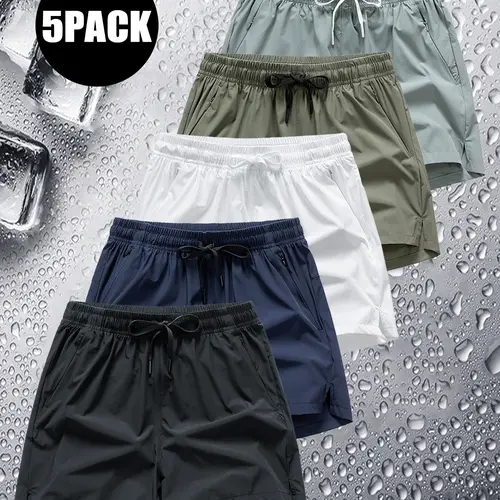 Men’s 5-Pack Sport Shorts, Lightweight fabric Quick-Dry Breathable Athleisure Mens Clothing, Gym & Running Athletic Shorts with Zipper Pocket for Summer Workouts fathersdaygift,summerwins