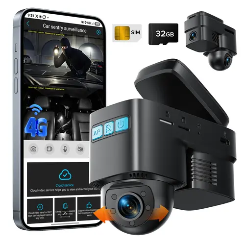 【Data Recharge Required】LAMTTO 4G LTE Car Security Camera-Starting at just $0.47/day Real Time Monitoring for Your Vehicle! with GPS tracking, instant alerts, and accident recording for 24/7 vehicle protection!