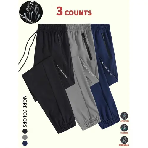 URMCZ Men's Fitted Woven Athletic Jogger Pants - Lightweight, Breathable, Comfy, Quick Dry, Zipper Pockets, Fashion Streetwear, Machine Washable, Grey, Ideal for Gym, Spring-Autumn, Gifts for Him