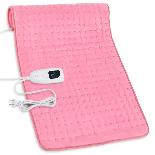 Flannel Braid Fabric Skin-Friendly Fast Warm-Up Heating Pad, Self Care Gadget with 6 Temp Levels, 4 Time Settings, Portable, Machine Washable, Sofa-Long Cord (75" Sofa Reach), 33x17in/24x12in Sizes, Targets Back/Neck/Shoulders, Christmas Gift for Adults