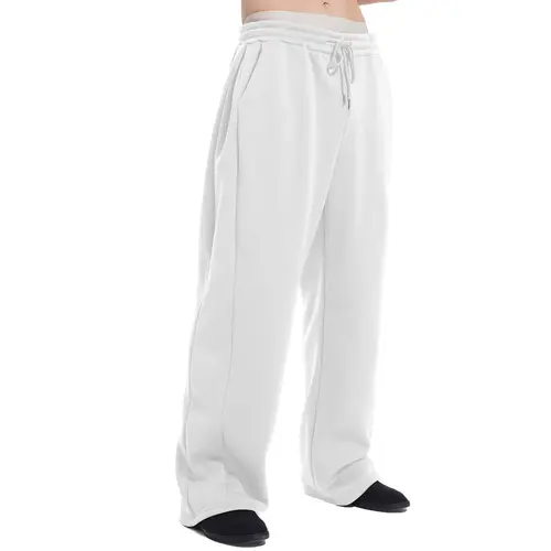 JMIERR Mens Baggy Sweatpants Drawstring Stretch Loose Fit Wide Leg Sweat Pants with Pockets
