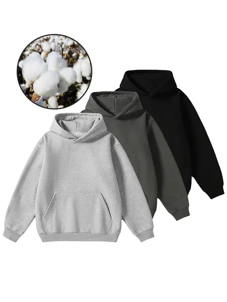 Men's Hoodie Cotton Blend Long Sleeve Pullover Regular Fit Soft Breathable Durable Everyday Comfort Machine Washable Casual Outdoor Urban Street Wear Black Beige