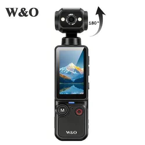 W&O 2.5K Vlogging Camera with 32GB Card, Video Recorder, Digital Vlogging Camera with 180° Rotating Lens, Full Body Camera for Vlogging, Travel & Daily Life Recording, Modern Gadget, Durable Construction, CamcorderChristmas Birthday Gift