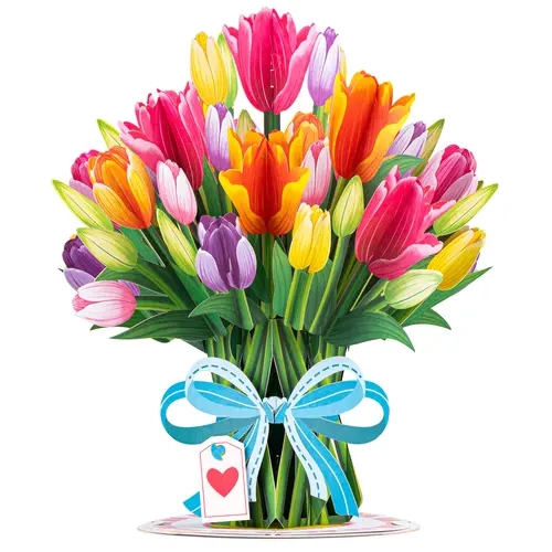 Paper Love HugePop 3D Laser-Cut Floral 2-in-1 Card - Jumbo Office Stationery with Detachable Display Bouquet, No Mess, No Wilting, Romantic Alternative, Valentine-Inspired Colors, Lasting Mom Gift for Valentine’s Day Proposals