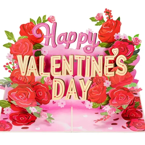Paper Love Vibrant 3D Pop-Up Valentine Card with 3D Love Emojis, Premium Handcrafted Office Stationery, Romantic Gift for Partner