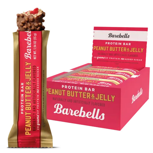 Barebells Peanut Butter & Jelly - 12 Count, 1.9oz Bars with 20g of High Protein - Peanut Butter Coating Protein Bar with 2g of Total Sugars - Perfect on The Go Protein Snack & Breakfast Bar