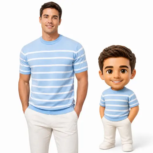 SAND SOUND Men's Retro Striped Short-Sleeve Round Neck Knitting Top - Fitted Unisex 2026 Summer Chic Casual Apparel, Vintage Vibe, Everyday Wear, Polished Basic for Chinese New Year