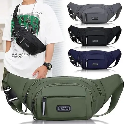 Unisex Oxford Casual Waist Bag - Nylon Fabric, Light Yet Durable, Security Zip, Adjustable Strap, Hands-Free Carry, Slim Profile, Unlined, Casual Crossbody Bag - Built for Hiking, Camping, Travel, Lightweight Eases Long Hikes
