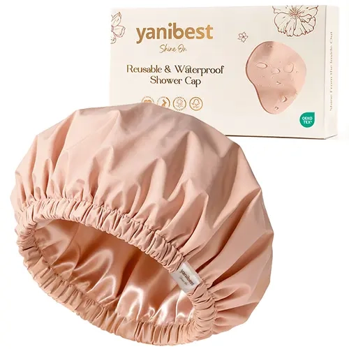 Yanibest Women's Nylon Reusable Waterproof Satin-Lined Bonnet Style Scrub Cap - 13 Inches Large Adults' Shower Cap with Soft Elastic Band, Anti-Frizz Hair Protection, Hairstyle Maintenance, Washable Bathroom Accessory