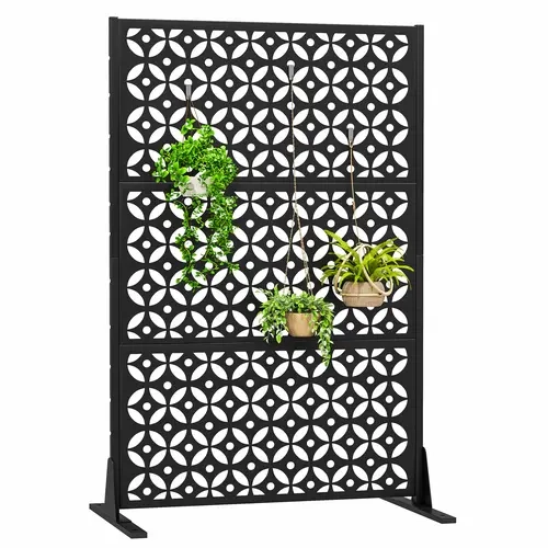 GEITIN Metal Privacy Screen Outdoor 72" H×46" W Patio Privacy Fence Freestanding Decorative Portable Divider Screens for Balcony Garden Lawn Deck