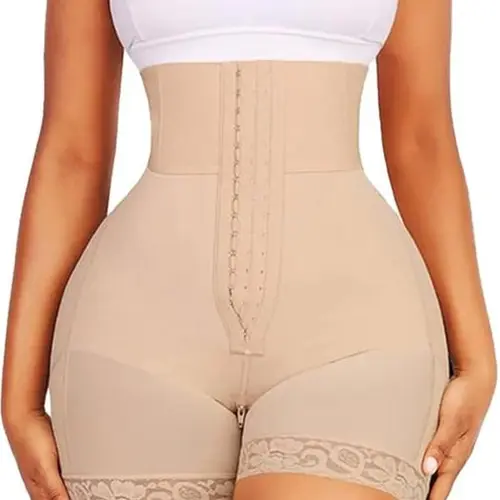 CZXMY Women's Casual Strapless Colombian Faja Body Shaper Shorts - High Waist, Tummy Control, Butt Lifter, Zipper Crotch, Lace Trim, Minimalist Basic Comfortable Shapewear for Summer