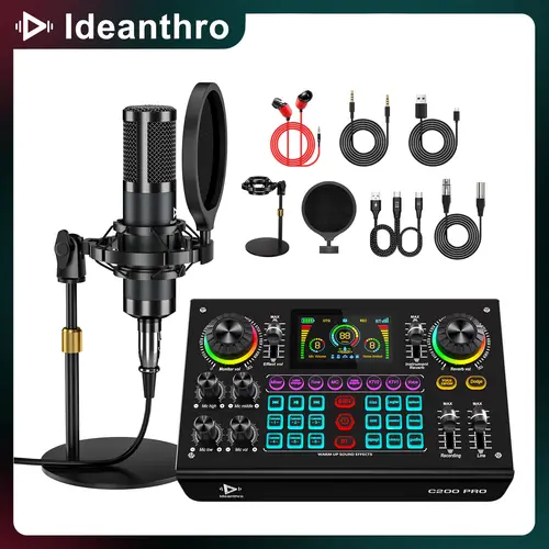 【Auction】Ideanthro C200 PRO-P15 Sound Card Kit Dual-core DSP Audio Mixer with Dual Microphone & Headphone Connectivity Adjustable Tone Voice Changer for PCs & Mobile Devices
