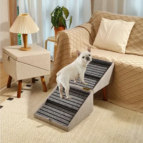 17'' Dog Stairs Ramp for Couch | Ziluce Pet Steps Wooden Ottoman Ramp for Sofa or Short Bed, for Senior,Small, Medium Dogs, Frenchbull, Dachshund, IVDD | 2-in-1 Convertible Home Step Stool with Wood Foot familyfun