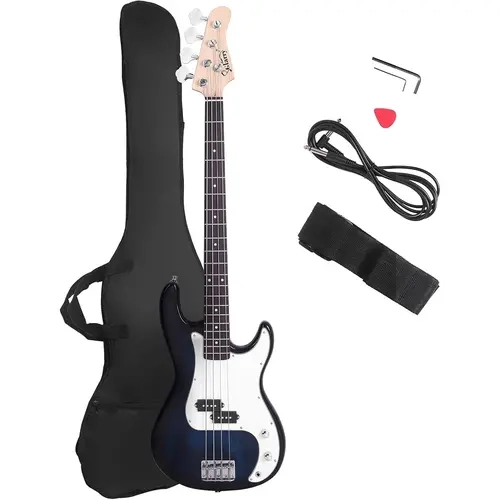 Glarry 4-String Full-Size Electric Bass Guitar - Basswood Body, Rosewood Components, Fire Burning Design, Single Coil Pickup, Split SC Clarity, Fixed 4-Saddle Bridge, Steel String, 30-Day Return Policy for Rock Music & Practice, tiktokshopbacktoschool
