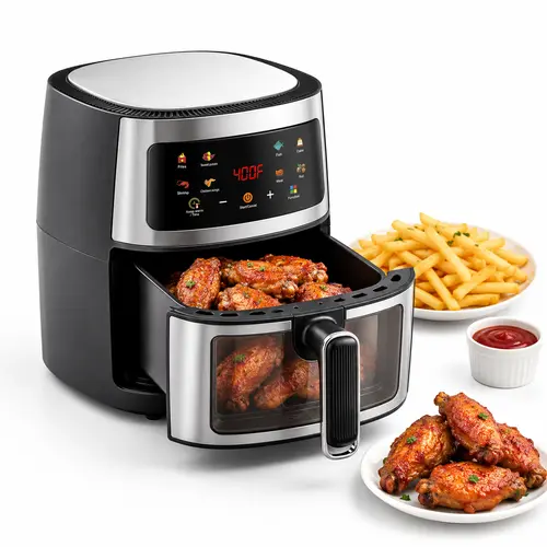 5.8QT (5L) Digital Countertop Air Fryer - Kitchen Household Appliance for Apartments, 5.8qt Family Batch Large Visible Window Basket, 1-Touch Presets, Easy-Clean Nonstick, Automatic Multi-Functional for Beginners’ Quick Homemade Meals