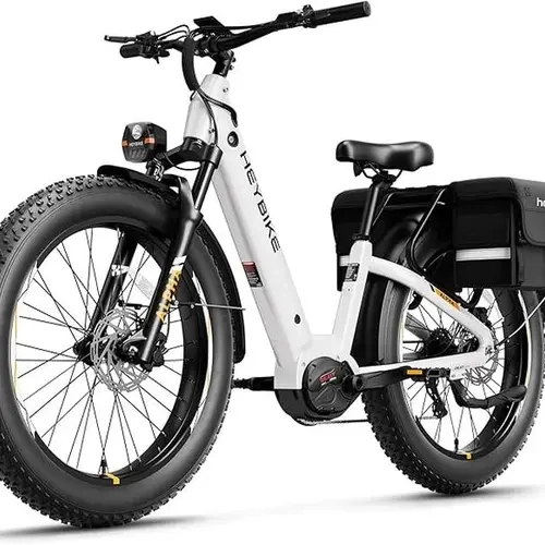 Heybike Alpha All-Terrain Electric Bike | 1500W Peak Mid-Drive Motor | Top Speed 28 MPH | Range Up to 70 Miles | 26” x 4.0 Fat Tires | 8-Speed Gear | Hydraulic Brakes & Front Suspension