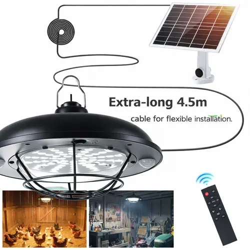 FABSTYL 3000LM Solar Outdoor LED Pendant Light with E27 Bulb, 5-Mode, Indoor/Outdoor Use, Warm Dinner Glow, for Campfire/BBQ Party, Landscape, Emergencies Even During Power Outages, Hurricane Season