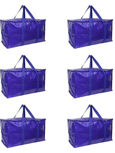 6 PCS Large Capacity Storage Bags Heavy Duty Waterproof Moving Bags with Reinforced Handles for Home Organization Dorm Travel Moving