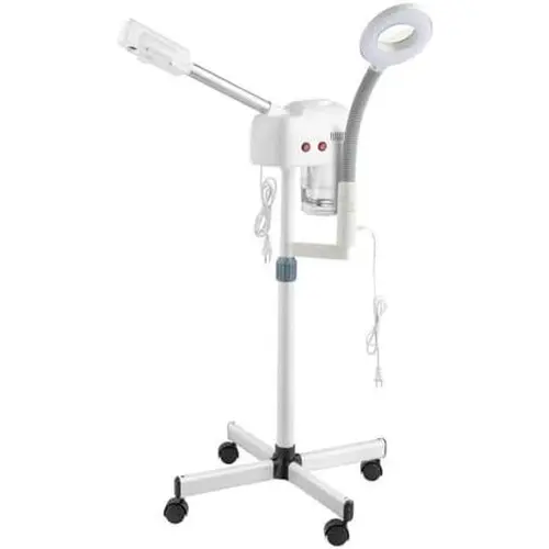 OmySalon 2 in 1 Facial Steamer with 5X Magnifying Lamp, Esthetician Steamer Hot Ozone Mist Face Spa Mist Steam for Home Beauty Salon, Personal Skin Care Deep Cleaning, White