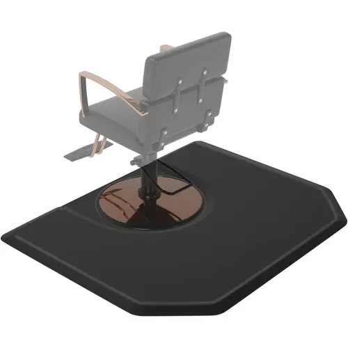 OmySalon 4' x 5' Commercial Barber Floor Mat - Sturdy, Stable, Modern, Anti-Fatigue, Durable with Round Base & Beveled Edge for Hair Stylists' Salon Beauty Spa Equipment