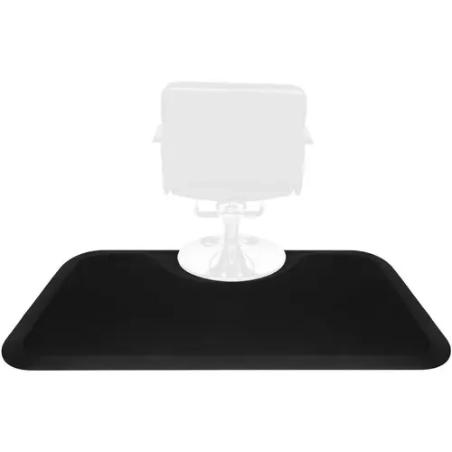 OmySalon Commercial Rectangular Anti-Fatigue Mat - 1/2" Thick Support, PVC+Foam Durable Build, Waterproof, 3'x5' Size, Chair-Fit 26" Cutout, Stable for Barber Chairs/Tables, Wipe-Clean Salon Readiness